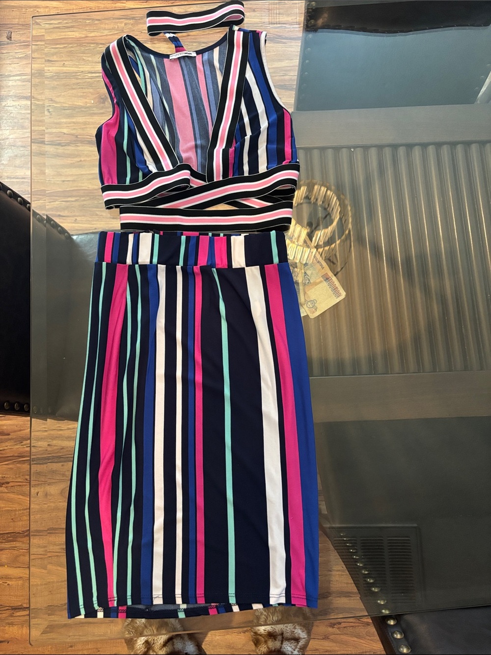 Striped Multi-Color Sleeveless Midi Dress